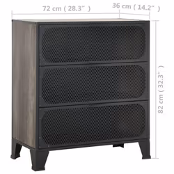 vidaXL Storage Cabinet Grey Metal and MDF Home Sideboard Cupboard Bookcase - Additional view 8
