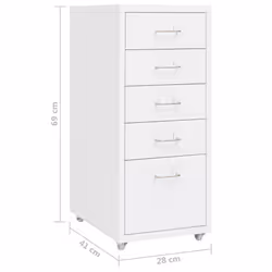 vidaXL Mobile File Cabinet White Metal Office Storage File Filing Cabinet - Additional view 7