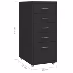 vidaXL Mobile File Cabinet Metal Storage Filing Cabinet Multi Colours/Models - black, 5 drawers - Additional view 3