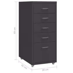 vidaXL Mobile File Cabinet Anthracite Metal Office Storage File Filing Cabinet - Additional view 7