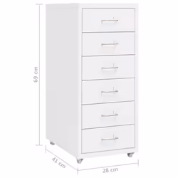 vidaXL Mobile File Cabinet White Metal Office Storage File Filing Cabinet - Additional view 7