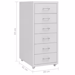 vidaXL Mobile File Cabinet Grey Metal Home Office Storage File Filing Cabinet - Additional view 7
