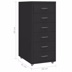 vidaXL Mobile File Cabinet Metal Storage Filing Cabinet Multi Colours/Models - black, 6 drawers - Additional view 7