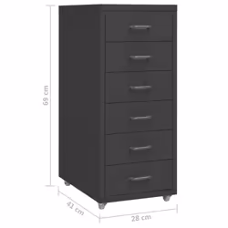 vidaXL Mobile File Cabinet Anthracite Metal Office Storage File Filing Cabinet - Additional view 7