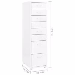 vidaXL Mobile File Cabinet Metal Storage Filing Cabinet Multi Colours/Models - white, 8 drawers - Additional view 8