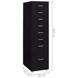 vidaXL Mobile File Cabinet Black Metal Office Storage File Filing Cabinet - Additional view 8