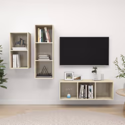 vidaXL TV Cabinet Set 3 Piece Sonoma Oak Chipboard Stand Living Room Furniture