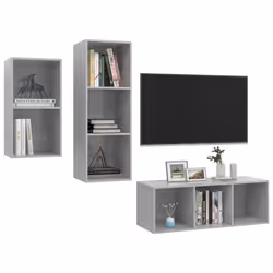 vidaXL TV Cabinet Set 3 Piece Concrete Grey Engineered Wood Stereo Cabinet - Additional view 2