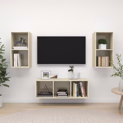 vidaXL TV Cabinet Set 3 Piece Sonoma Oak Chipboard Stand Living Room Furniture