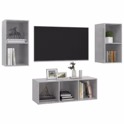 vidaXL TV Cabinet Set 3 Piece Concrete Grey Engineered Wood Stereo Cabinet - Additional view 2