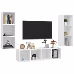 vidaXL TV Cabinet Set 3 Piece White Engineered Wood Hanging TV Unit Cabinet