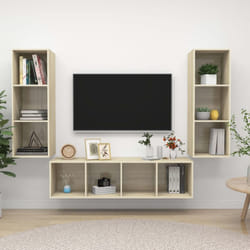 vidaXL TV Cabinet Set 3 Piece Sonoma Oak Engineered Wood TV Unit Hifi Cabinet