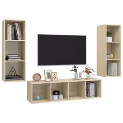 vidaXL TV Cabinet Set 3 Piece Sonoma Oak Engineered Wood TV Unit Hifi Cabinet