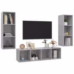 vidaXL TV Cabinet Set 3 Piece Concrete Grey Engineered Wood Stereo Cabinet - Additional view 2
