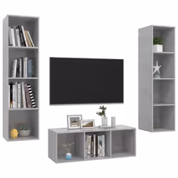 vidaXL TV Cabinet Set 3 Piece Concrete Grey Engineered Wood Stereo Cabinet - Additional view 2