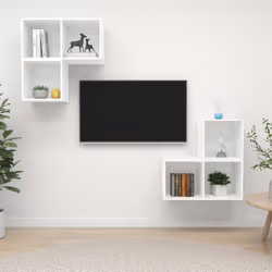 vidaXL TV Cabinet Set 4 Piece White Engineered Wood Hanging TV Unit Cabinet