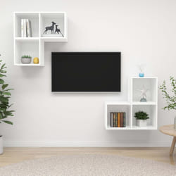vidaXL TV Cabinet Set 4 Piece White Engineered Wood Hanging TV Unit Cabinet