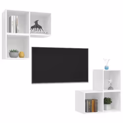 vidaXL TV Cabinet Set 4 Piece White Engineered Wood Hanging TV Unit Cabinet