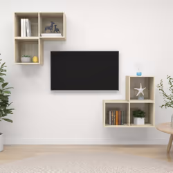 vidaXL TV Cabinet Set 4 Piece Sonoma Oak Engineered Wood TV Unit Hifi Cabinet