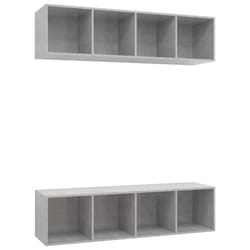 vidaXL 2x Wall Mounted TV Cabinets Concrete Grey Engineered Wood TV Stand Unit