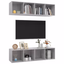 vidaXL 2x Wall Mounted TV Cabinets Concrete Grey Engineered Wood TV Stand Unit