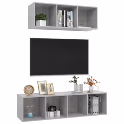 vidaXL TV Cabinet Set 2 Piece Concrete Grey Engineered Wood Stereo Cabinet - Additional view 2