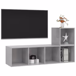 vidaXL TV Cabinet Set 2 Piece Concrete Grey Engineered Wood Stereo Cabinet - Additional view 2