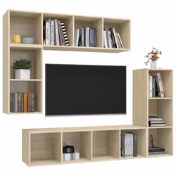 vidaXL TV Cabinet Set 4 Piece Sonoma Oak Chipboard Stand Living Room Furniture