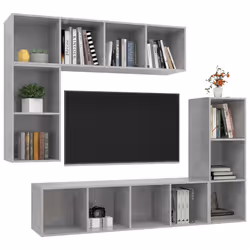vidaXL TV Cabinet Set 4 Piece Concrete Grey Engineered Wood Stereo Cabinet - Additional view 2