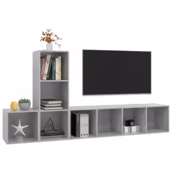 vidaXL TV Cabinet Set 3 Piece Concrete Grey Engineered Wood Stereo Cabinet - Additional view 2