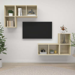 vidaXL 4x Wall Mounted TV Cabinets Sonoma Oak Engineered Wood Stereo Cabinet