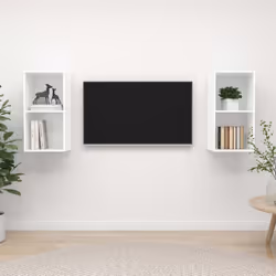 vidaXL 2x Wall Mounted TV Cabinets White Engineered Wood TV Unit Hifi Cabinet
