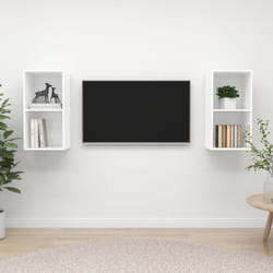 vidaXL 2x Wall Mounted TV Cabinets White Engineered Wood TV Unit Hifi Cabinet