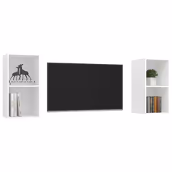 vidaXL 2x Wall Mounted TV Cabinets White Engineered Wood TV Unit Hifi Cabinet