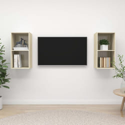 vidaXL 2x Wall Mounted TV Cabinets Sonoma Oak Engineered Wood TV Unit Stand