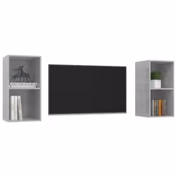 vidaXL 2x Wall Mounted TV Cabinets Concrete Grey Engineered Wood TV Stand
