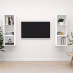 vidaXL 2x Wall Mounted TV Cabinets White Engineered Wood TV Unit Hifi Cabinet
