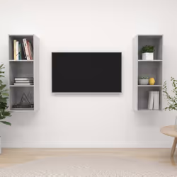 vidaXL 2x Wall Mounted TV Cabinets Concrete Grey Engineered Wood TV Unit Stand