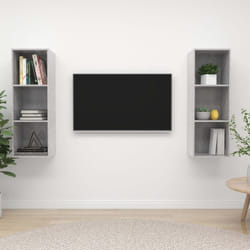 vidaXL 2x Wall Mounted TV Cabinets Concrete Grey Engineered Wood TV Unit Stand