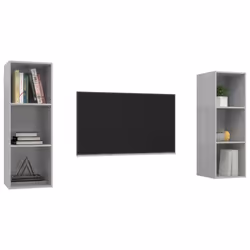 vidaXL 2x Wall Mounted TV Cabinets Concrete Grey Engineered Wood TV Unit Stand