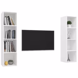vidaXL 2x Wall Mounted TV Cabinets White Engineered Wood Hifi TV Stand Unit