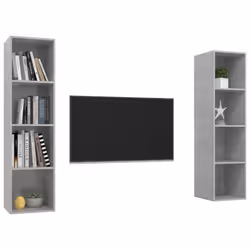 vidaXL 2x Wall Mounted TV Cabinets Concrete Grey Engineered Wood TV Stand Unit