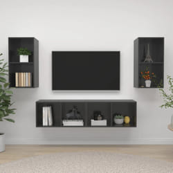 vidaXL 4x Wall Mounted TV Cabinets High Gloss Grey Engineered Wood TV Unit