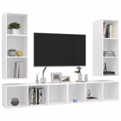 vidaXL 4x Wall Mounted TV Cabinets White Engineered Wood Hifi TV Stand Unit