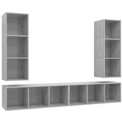 vidaXL 4x Wall Mounted TV Cabinets Concrete Grey Engineered Wood TV Stand