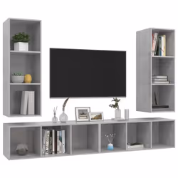 vidaXL 4x Wall Mounted TV Cabinets Concrete Grey Engineered Wood TV Stand - Additional view 2