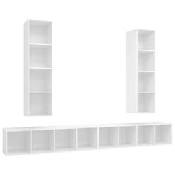 vidaXL 4x Wall-mounted TV Cabinets TV Stand Lowboard Chipboard Multi Colours - white