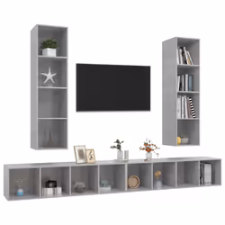 vidaXL 4x Wall-mounted TV Cabinets TV Stand Lowboard Chipboard Multi Colours - concrete grey