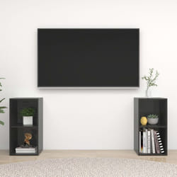 vidaXL 2x TV Cabinets High Gloss Grey Engineered Wood Hanging TV Unit Cabinet
