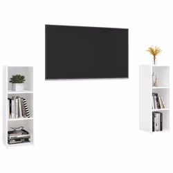 vidaXL 2x TV Cabinets Chipboard Room TV Stand Unit Multi Colours Multi Sizes - white